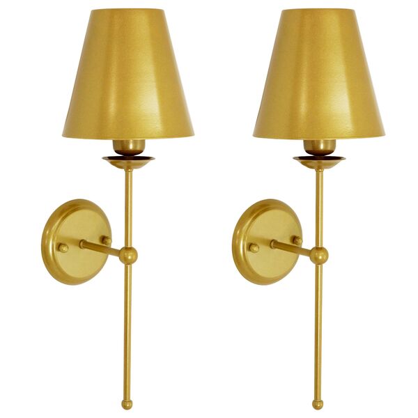 Kit 2 Luminárias Arandela Tocheiro Cúpula Metal Cama Dourado