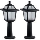 Kit 2 Luminárias De Chão Preta Ravena Dital Balizador Jardim