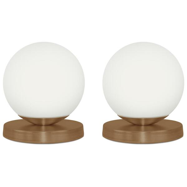 Kit 2 Luminárias De Mesa Globo Orby Cobre Base Redonda