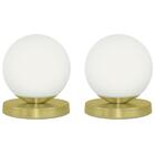 Kit 2 Luminárias De Mesa Globo Orby Dourado Base Redonda