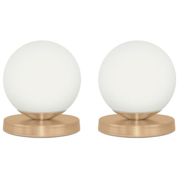 Kit 2 Luminárias De Mesa Globo Orby New Cobre Base Redonda