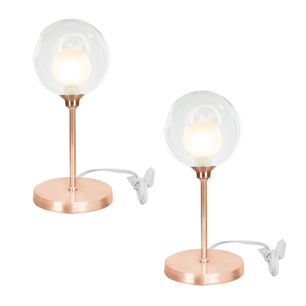 Kit 2 Luminárias De Mesa Touch Abajur Harmony Cobre