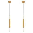 Kit 2 Luminárias De Teto Pendente Tubo Difusor Sala Dourado