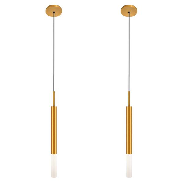 Kit 2 Luminárias De Teto Pendente Tubo Difusor Sala Dourado