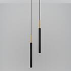 Kit 2 Luminárias De Teto Pendente Tubo Duplo Preto Dourado