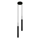 Kit 2 Luminárias De Teto Pendente Tubo Duplo Sala Ilha Preto