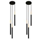 Kit 2 Luminárias De Teto Pendente Tubo Triplo Preto Dourado