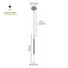 Kit 2 Luminárias De Teto Tubo Pendente Difusor Hall Prata