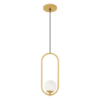 Kit 2 Luminárias Pendente Arco Globo Vidro Sala Cama Dourado