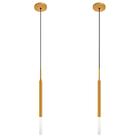 Kit 2 Luminárias Pendente De Teto Tubo Difusor Mesa Dourado