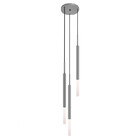 Kit 2 Luminárias Pendente De Teto Tubo Triplo Difusor Prata