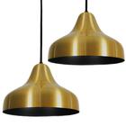 Kit 2 Luminárias Pendente Dourado Vintage Sala Jantar 23cm