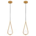 Kit 2 Luminárias Pendente Gota Globo Vidro Quarto Dourado