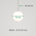 Kit 2 Luminárias Pendente Lustre Globo Vidro 10cm Luxo 1700