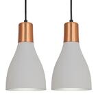 Kit 2 Luminárias Pendente Lustre Teto Luxo Concreto E Cobre