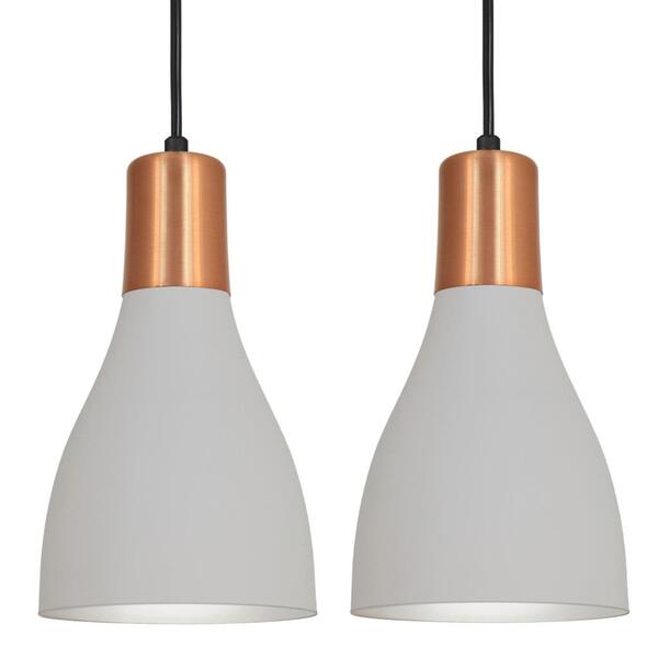 Kit 2 Luminárias Pendente Lustre Teto Luxo Concreto E Cobre