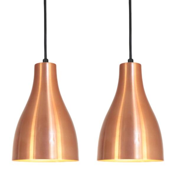 Kit 2 Luminárias Pendente Lustre Teto Moderno Luxo Cobre