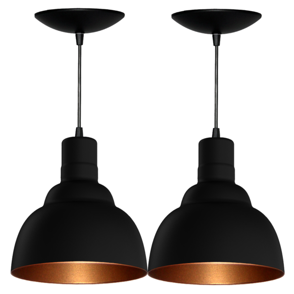 Kit 2 Luminarias Pendente Prv -  Preto Fosco / Bronze