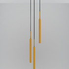 Kit 2 Luminárias Pendente Teto Tubo Triplo Balcão Dourado