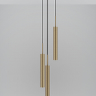 Kit 2 Luminárias Pendente Teto Tubo Triplo Ilha Hall Bronze