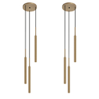 Kit 2 Luminárias Pendente Teto Tubo Triplo Quarto Bronze