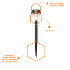 Kit 2 Luminárias Solar Abs Jardim Canteiro Balizador Luz Led