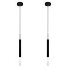 Kit 2 Luminárias Teto Pendente Tubo Difusor Balcão Preto