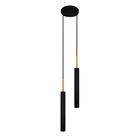 Kit 2 Luminárias Teto Pendente Tubo Duplo Mesa Preto Dourado