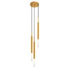 Kit 2 Luminárias Teto Pendente Tubo Triplo Difusor Dourado