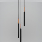 Kit 2 Luminárias Teto Pendente Tubo Triplo Ilha Preto Cobre