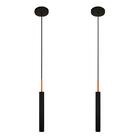 Kit 2 Luminárias Tubo Pendente Teto Mesa Preto Cobre 40cm
