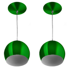 Kit 2 Lustre Pendente Bola Media Alumínio 23cm Verde Metálic