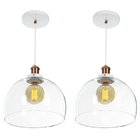 Kit 2 Lustre Pendente Château Bola Grande Vidro Branco Cobre
