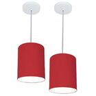 Kit/2 Lustre Pendente Cilíndrico Md-4012 Cúpula Em Tecido 18x