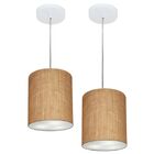 Kit/2 Lustre Pendente Cilíndrico Md-4012 Cúpula Em Tecido 18x