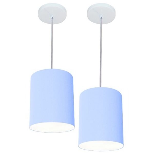 Kit/2 Lustre Pendente Cilíndrico Md-4012 Cúpula Em Tecido 18x