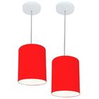 Kit/2 Lustre Pendente Cilíndrico Md-4012 Cúpula Em Tecido 18x