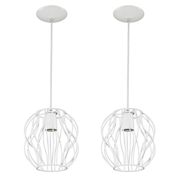 Kit 2 Lustre Pendente Esfera Capella Orion Branc Sala Quarto
