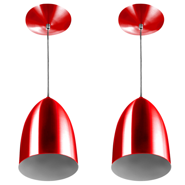 Kit 2 Lustre Pendente Luminária Cone De Alumínio Cereja