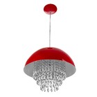 Kit 2 Lustre Pendente Meia Lua 40cm Vermelho Cristal Acril.