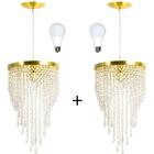 Kit 2 Lustre Redondo Crilik Ls7302 Dourado C/lamp.s