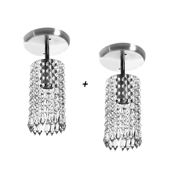 Kit 2 Lustres Clearcrillic Cristal Acrílico Redondo