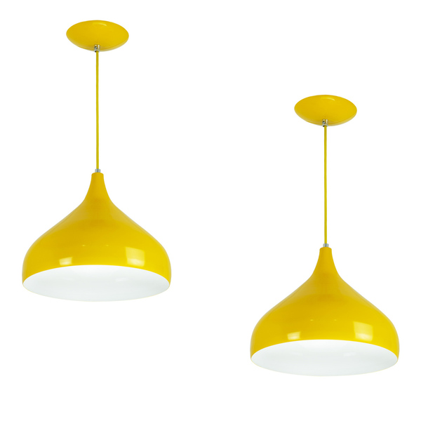 Kit 2 Lustres Pendente Aladim Amarelo 24cm