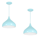 Kit 2 Lustres Pendente Aladim Azul Bebe 24cm