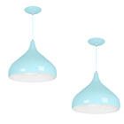 Kit 2 Lustres Pendente Aladim Azul Bebe 31cm