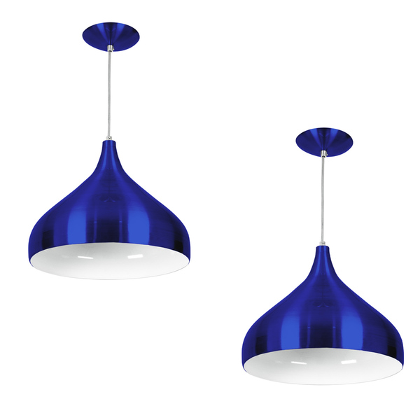 Kit 2 Lustres Pendente Aladim Azul Metálico 31cm
