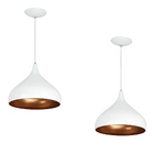 Kit 2 Lustres Pendente Aladim Branco Com Cobre 24cm