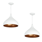 Kit 2 Lustres Pendente Aladim Branco Com Cobre 31cm