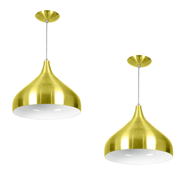 Kit 2 Lustres Pendente Aladim Dourado 31cm