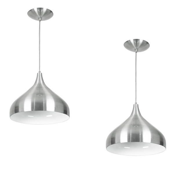 Kit 2 Lustres Pendente Aladim Escovado 24cm